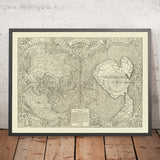 Alter doppelter kordiformer Magellan-Weltkarte von Oronce Fine, 1531: Magellans Meer, Terra Australis 