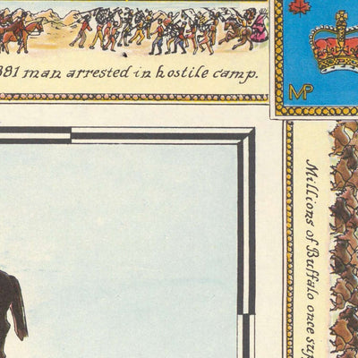 Pictorial Map of Canada & the Royal Mounted Police by Furse, 1966: RCMP History, Mounties, March to the West