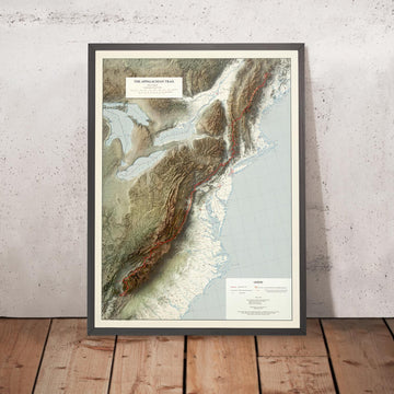 Vintage 3D Map of the Appalachian Trail: The Unique Maps Co. Relief Map of the Great Smoky Mountains, Shenandoah, White Mountain, Etc.
