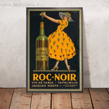 A framed image of Roc-Noir Vintage Table Wine Poster by John Ernest Chilton, 1920