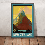 Affiche de voyage de Milford Sound : Mitre Peak par Leonard Cornwall Mitchell 