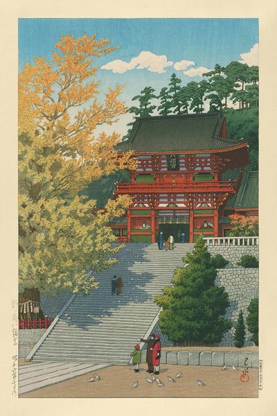 Tsuruoka Hachimangu Shrine in Kamakura by Hasui Kawase, 1935