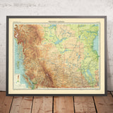 Alte Karte von Westkanada von Bartholomew, 1922: Vancouver, Calgary, Winnipeg, Yukon-Mackenzie, Rocky Mountains 