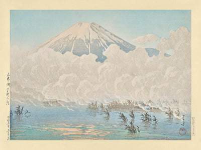 Mt. Fuji Morning at Hirano Lake, Yamanaka by Hasui Kawase 1935