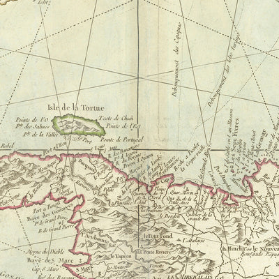 Old Nautical Map of the Caribbean, 1750: Santo Domingo, Haiti, Jamaica, Puerto Rico, Turks & Caicos