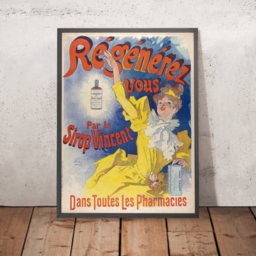 A framed image of Sirop Vincent Vintage Advertising Poster by Jules Chéret, 1893