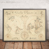 Antiguo mapa manuscrito del mundo de Trippit, 1665: proyecciones polares gemelas, California como isla, raros diagramas astronómicos 