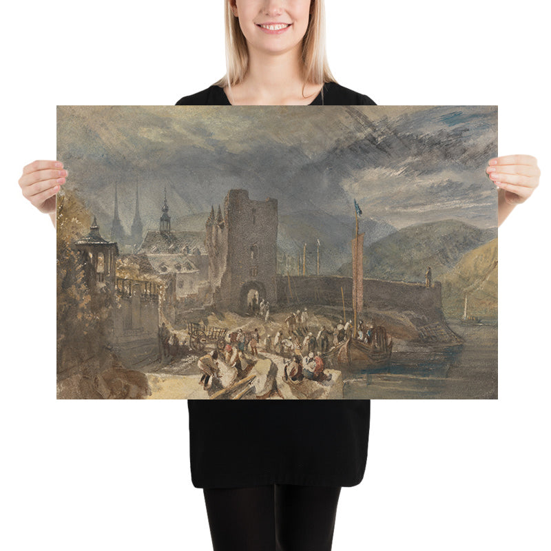 Eine Ansicht von Boppart mit Figuren am Ufer des Flusses von Turner, 1817 