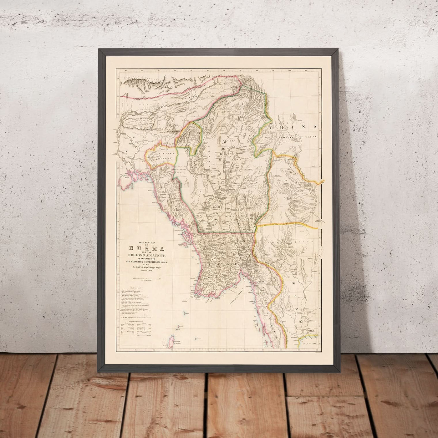 Old Map of Burma (Myanmar) by Arrowsmith, 1857: Irrawaddy, Salween, Yangon, Mandalay, Arakan Mountains