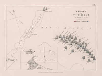 Bataille du Nil le 1er août 1798 par AK Johnston 1798