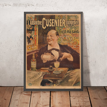 A framed image of Cusenier Oxygénée Vintage Absinthe Poster, 1896