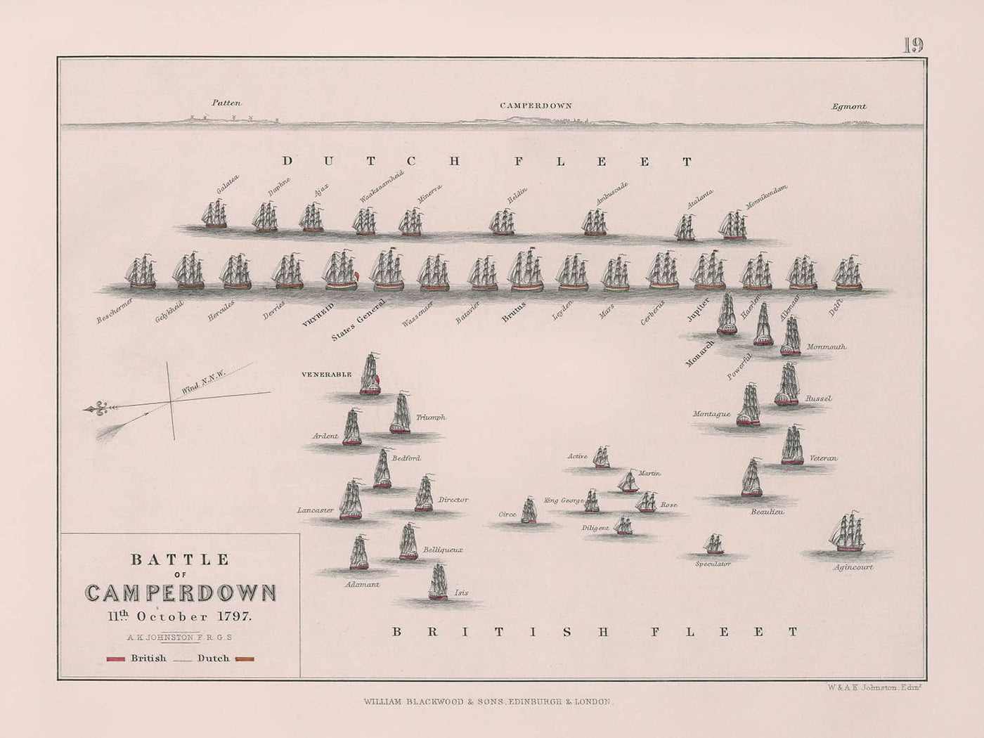 Schlacht von Camperdown von AK Johnston, 1797