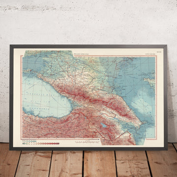 Old Topographic Map of the Caucasus, 1967: Greater Caucasus, Black Sea, Caspian Sea, Tbilisi, Baku
