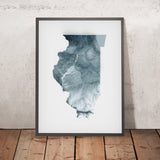 Carte topographique 3D de l'Illinois 