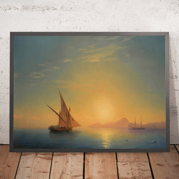 A framed image of Sunset Over Ischia by Ivan Konstantinovich Aivazovsky, 1857