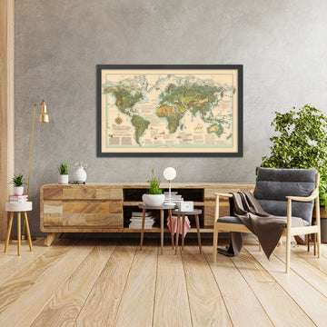 Mappa del mondo tedesca in stile fantasy post-Seconda Guerra Mondiale di Wommelsdorff, 1950 