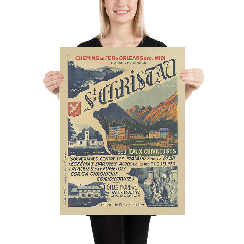 Saint-Christau Travel Poster: Chemins de fer d’Orléans et du Midi by H. Poublan
