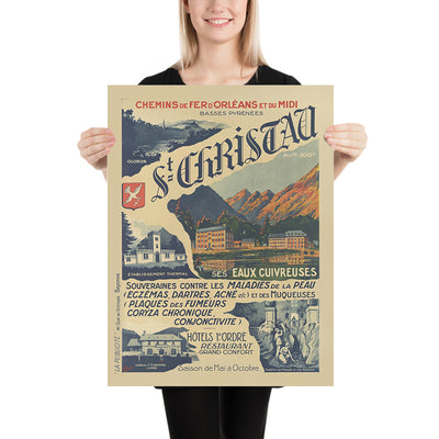 Saint-Christau Travel Poster: Chemins de fer d’Orléans et du Midi by H. Poublan