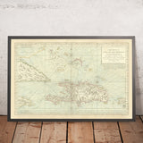 Alte nautische Karte der Karibik, 1750: Santo Domingo, Haiti, Jamaika, Puerto Rico, Turks- und Caicosinseln 