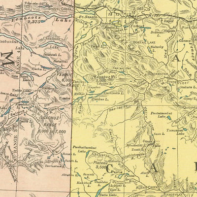 Alte Karte von British Columbia, 1911: Vancouver, Victoria, Küstenbuchten, Berge, Eisenbahnen