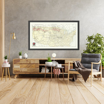 Old Yellowstone Railway Map of the United States, 1909: Northern Pacific routes, Minneapolis, Seattle, Portland