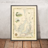 Antica mappa dell'Australia Meridionale di Tallis, 1851: Adelaide, Golfo di Spencer, Is. Kangaroo, Pen. di Yorke, Mt Gambier 