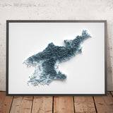 Carte topographique en relief 3D de la Corée du Nord 