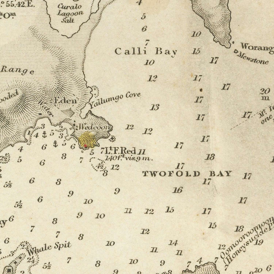 Ancienne carte nautique du détroit de Bass par Stokes, 1844 : Australie, Tasmanie, Port Dalrymple, Île King 