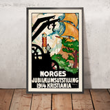 Póster de viaje de Oslo: Norges Jubileumsutstilling 1914 de Brynjulf Larsson, 1914 