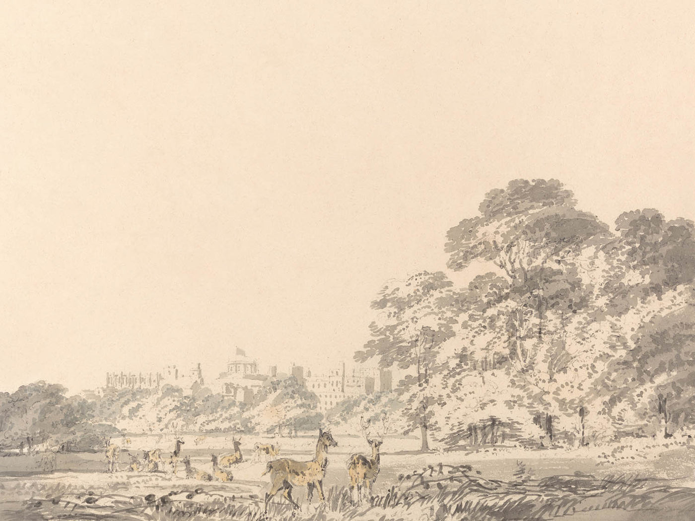 Windsor Castle und Park mit Rehen von Turner, 1800 