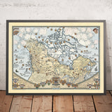 Old Pictorial Map of Canada by Furse, 1964: Rockies, Great Lakes, Montreal, Hudson Bay, Wildlife