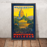 Affiche de voyage de Washington, D.C. : Capitole et Lincoln Memorial, la City Beautiful par Grif Teller, 1940 