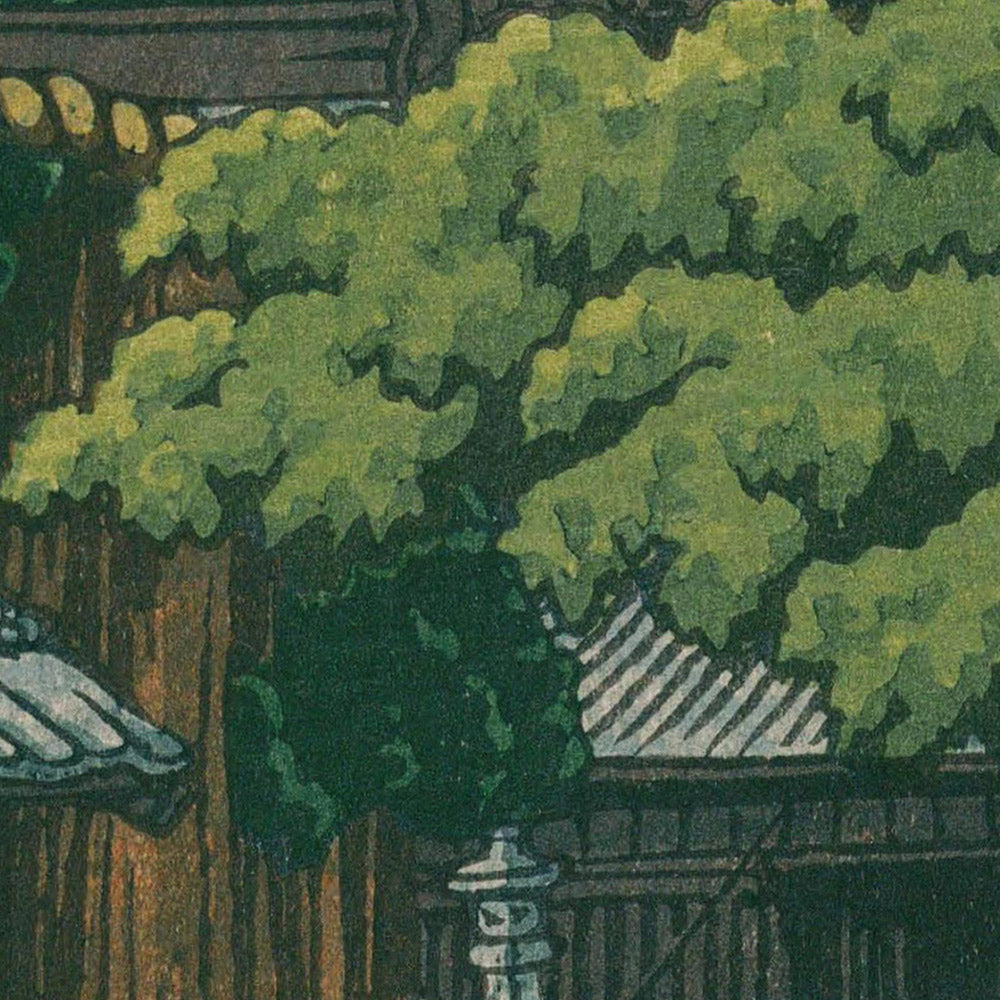 Children Playing at Kumagai Dairaidou Shrine by Hasui Kawase, 1935