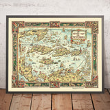 Alter bildlicher Plan der Karibik, 1936: Havanna, Nassau, Kingston, Golf von Mexiko 