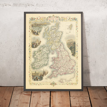 Alte Karte der Britischen Inseln von Tallis, 1851: Die letzte große dekorative Karte 