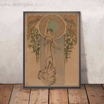 A framed image of Menu Card by Alphonse Mucha, 1900