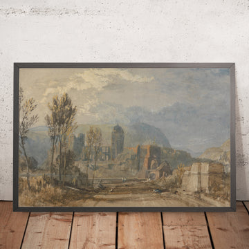 A framed image of Andernach by Turner, 1817