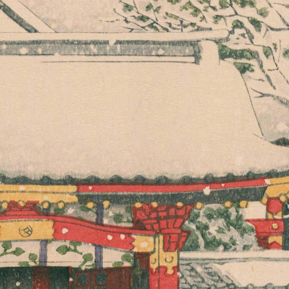 Snow at Hie Shrine (New Years Day) by Hasui Kawase, 1935