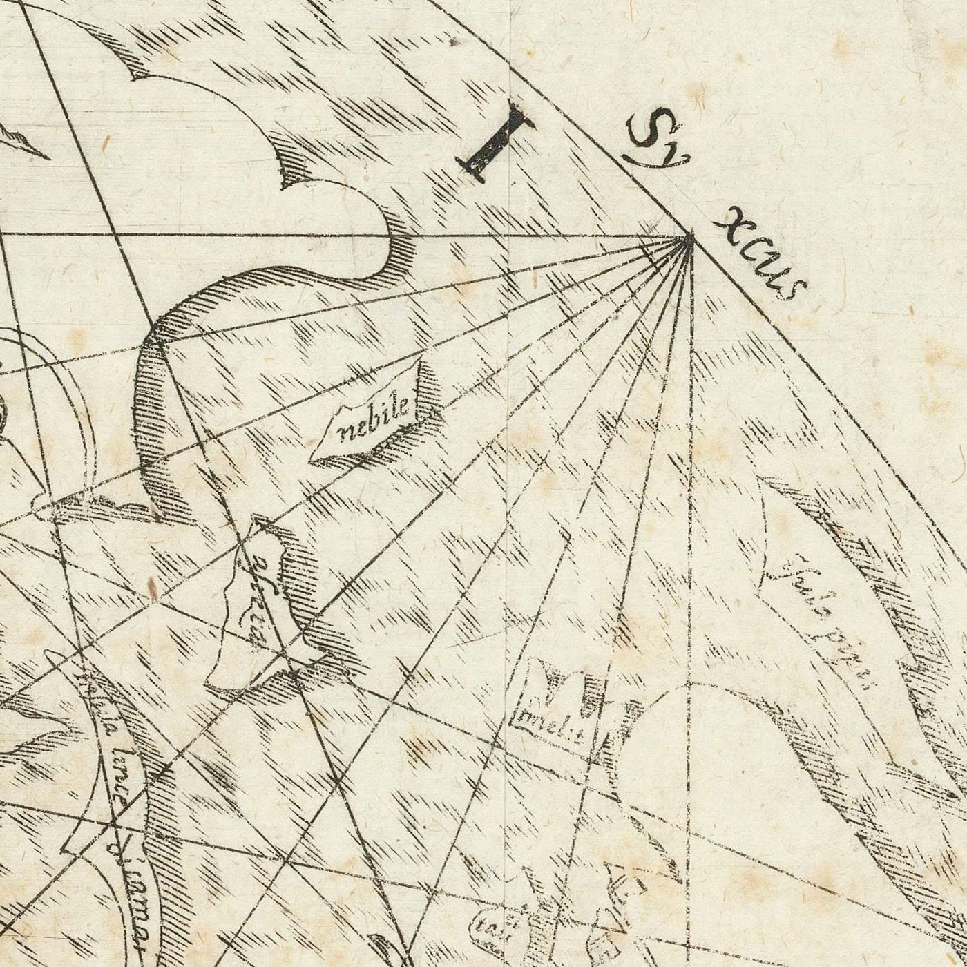 Mapa del Viejo Mundo de Jerusalén de Vesconte, 1611: Mapamundi medieval, estilo portulano, rosa de los vientos