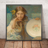 Girl with a Plate with a Folk Motif by Alphonse Mucha, 1920