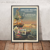 Póster de viaje de Burdeos: Exposition Maritime Internationale de Etablissements Minot, 1907 