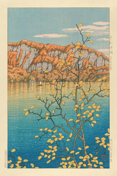 Senjo Cliff in Towada Lake by Hasui Kawase, 1935