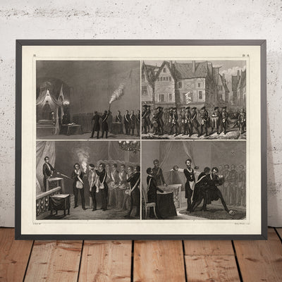 A framed image of View Plate 35 Freemasonry by Johann Georg Heck, 1849