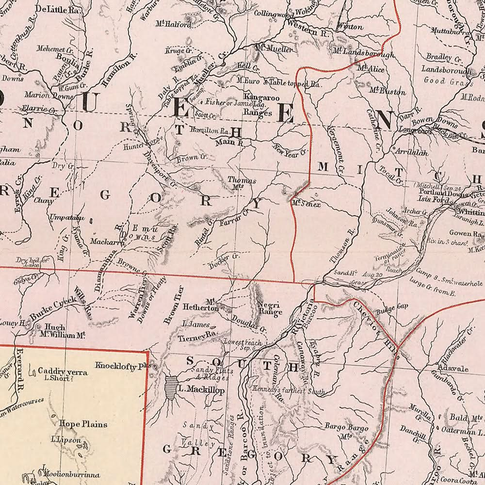 Mapa antiguo de Australia Oriental de Stanford, 1887: Sídney, Melbourne, Brisbane, Gran Cordillera Divisoria, Ferrocarriles