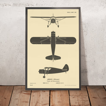 Un’immagine incorniciata di Seconda guerra mondiale - Identificazione degli aeromobili Argus I Warner Fairchild Model 24W di Fosh & Cross, 1942