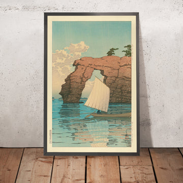 Un’immagine incorniciata di Sailboat and Zaimoku Island in Matsushima di Hasui Kawase, 1935
