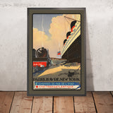 Affiche de voyage Paris : Paris–Le Havre–New York par rail et par bateau par Albert Sébille, 1920 