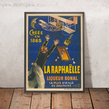 A framed image of La Raphaëlle Vintage Liqueur Poster by J. Rosetti, 1865