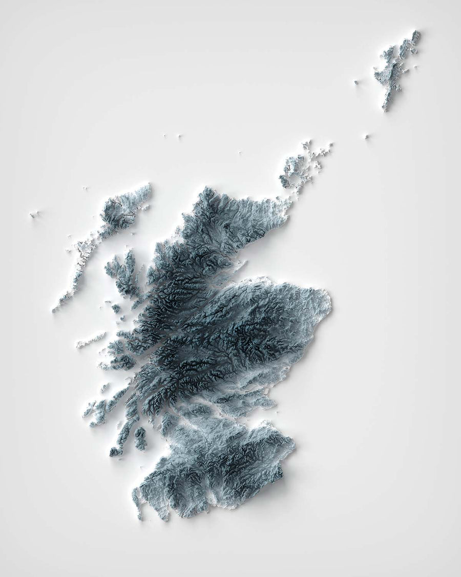 Schottland Topografische 3D-Reliefkarte 