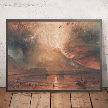 Une image encadrée du Vésuve en éruption par Turner, 1817